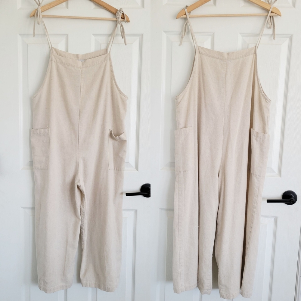 FavLux Shoulder Tie Cotton Jumpsuit‎